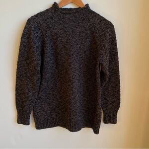 LL Bean 100% Cotton Ragg Roll Neck Mock Sweater Dark Charcoal